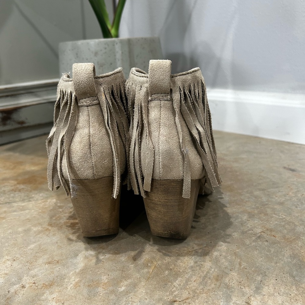Coconuts Fringe Booties In Camel Size 7 - image 4